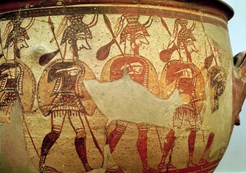 Red Figure Krater Depicting Warriors (detail)